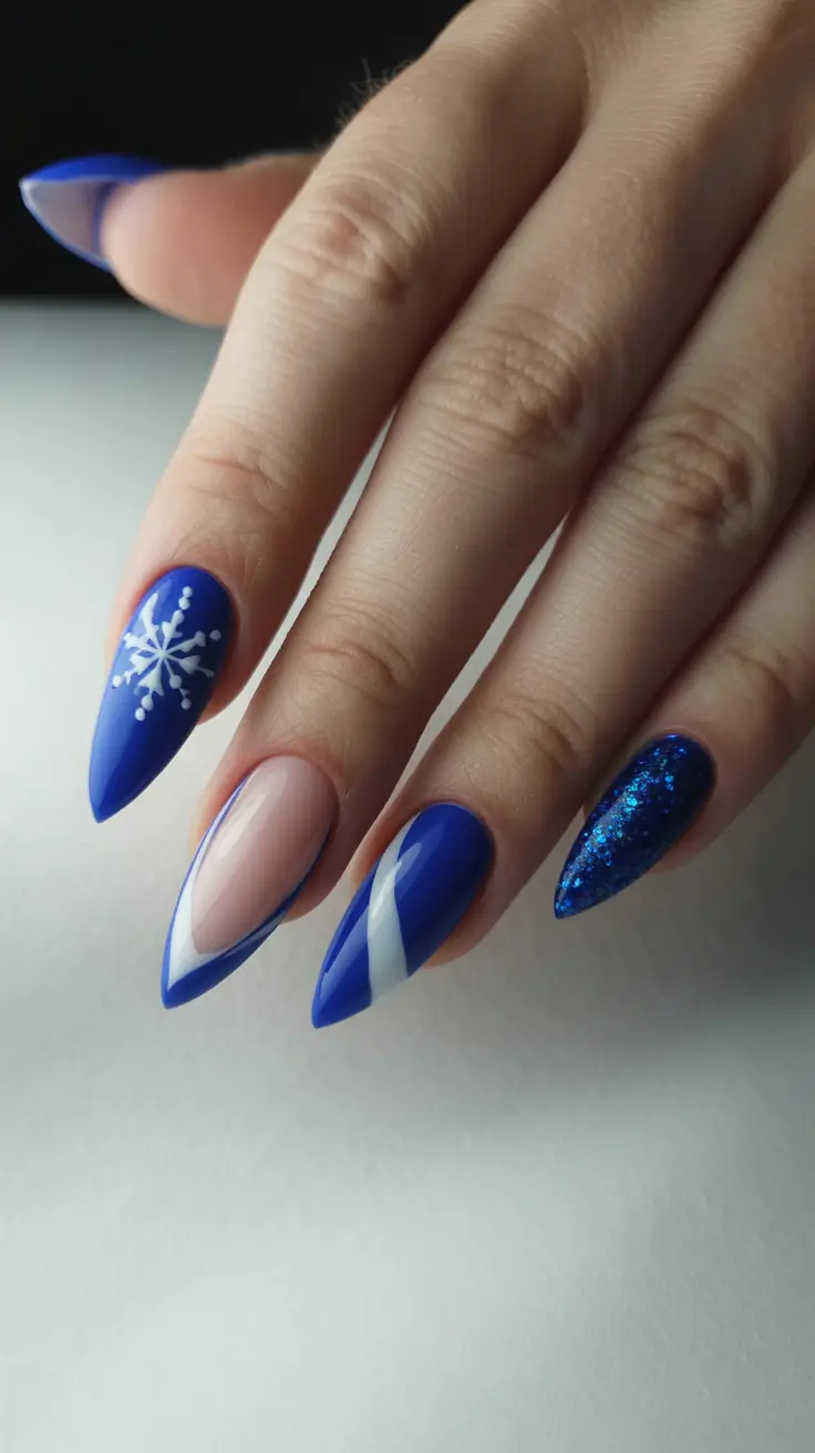 Best Blue Nails Winter 2025 2026 Frosted Blue Harmony
