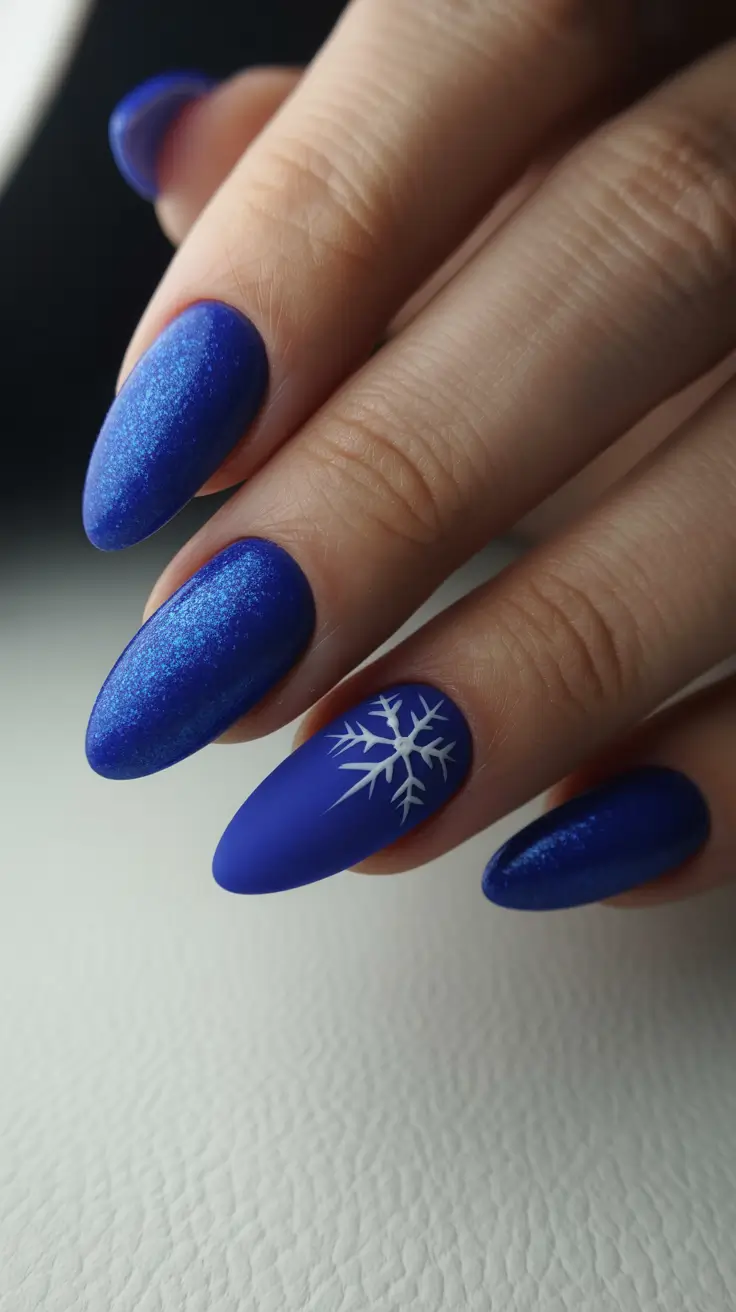 Best Blue Nails Winter 2025 2026 Frozen Glow with Blue Sparkle