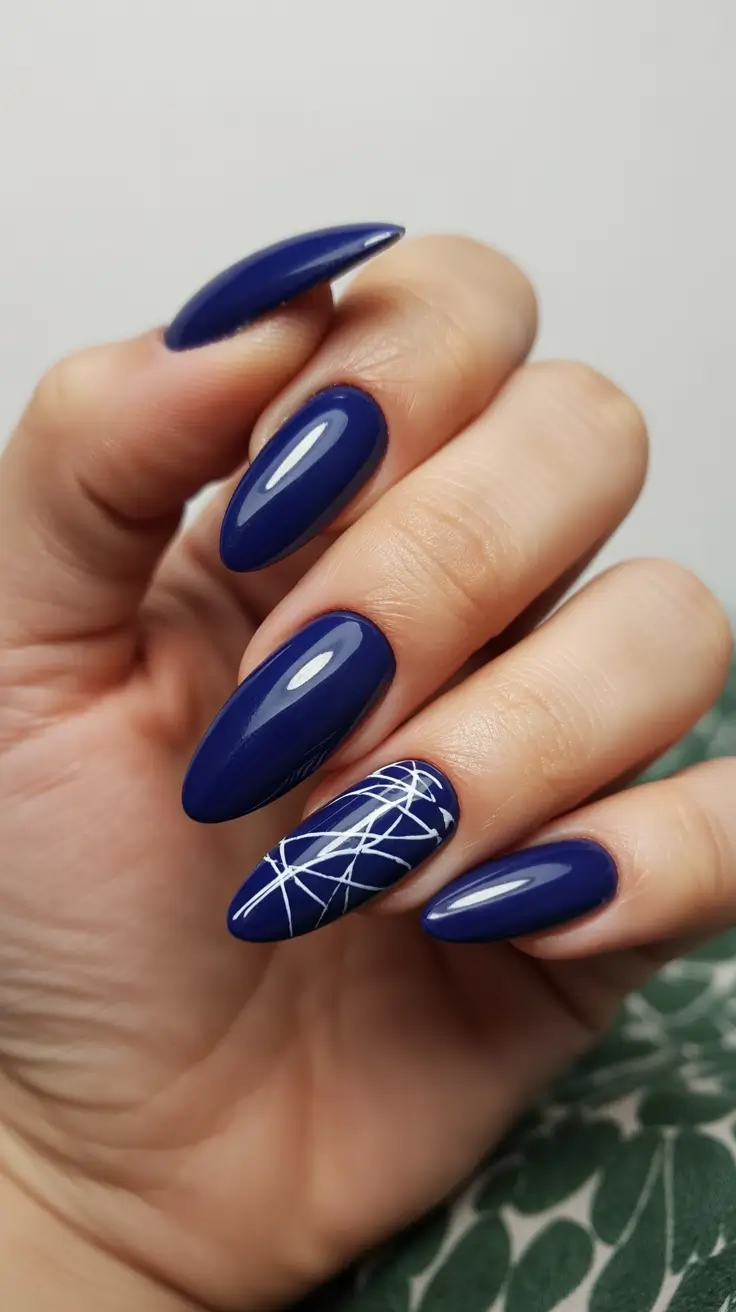 Best Blue Nails Winter 2025 2026 Midnight Geometry