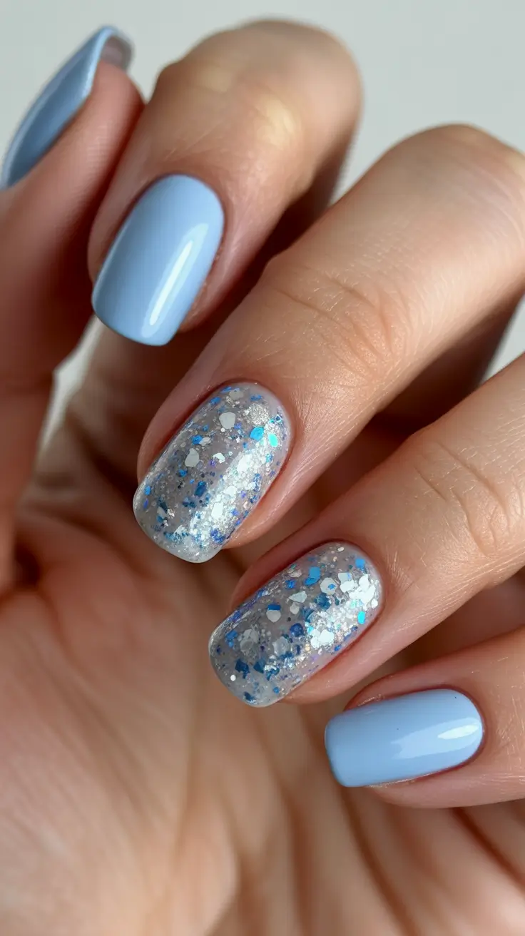 Best Blue Nails Winter 2025 2026 Crystal Frost Sparkle