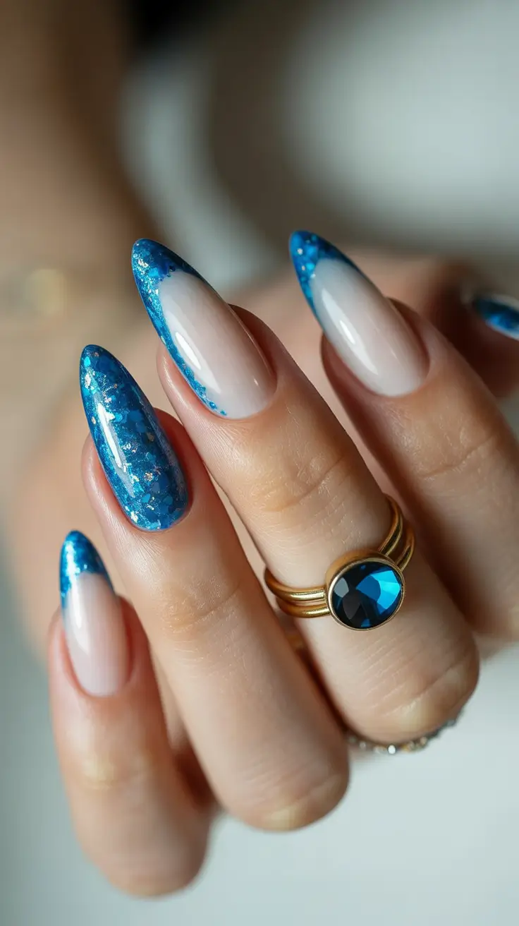 Best Blue Nails Winter 2025 2026 Blue Quartz French