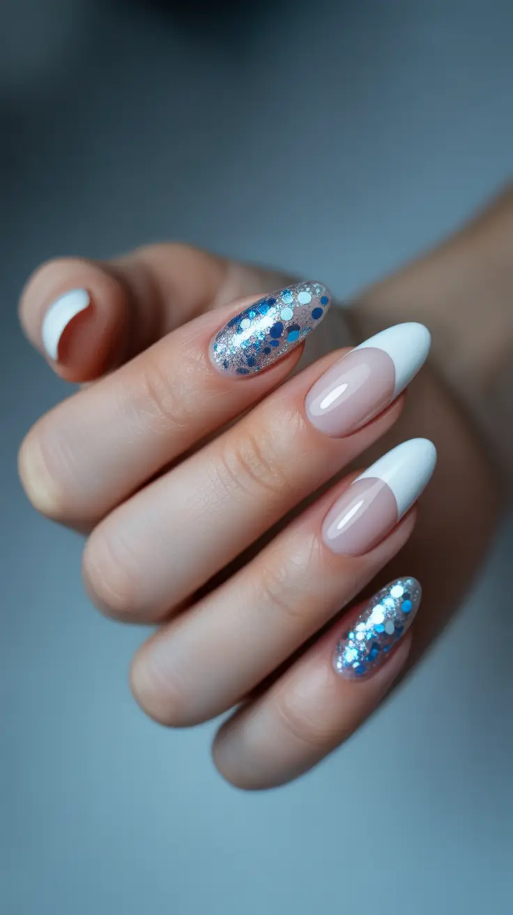 Best Blue Nails Winter 2025 2026 Snowflake Chic
