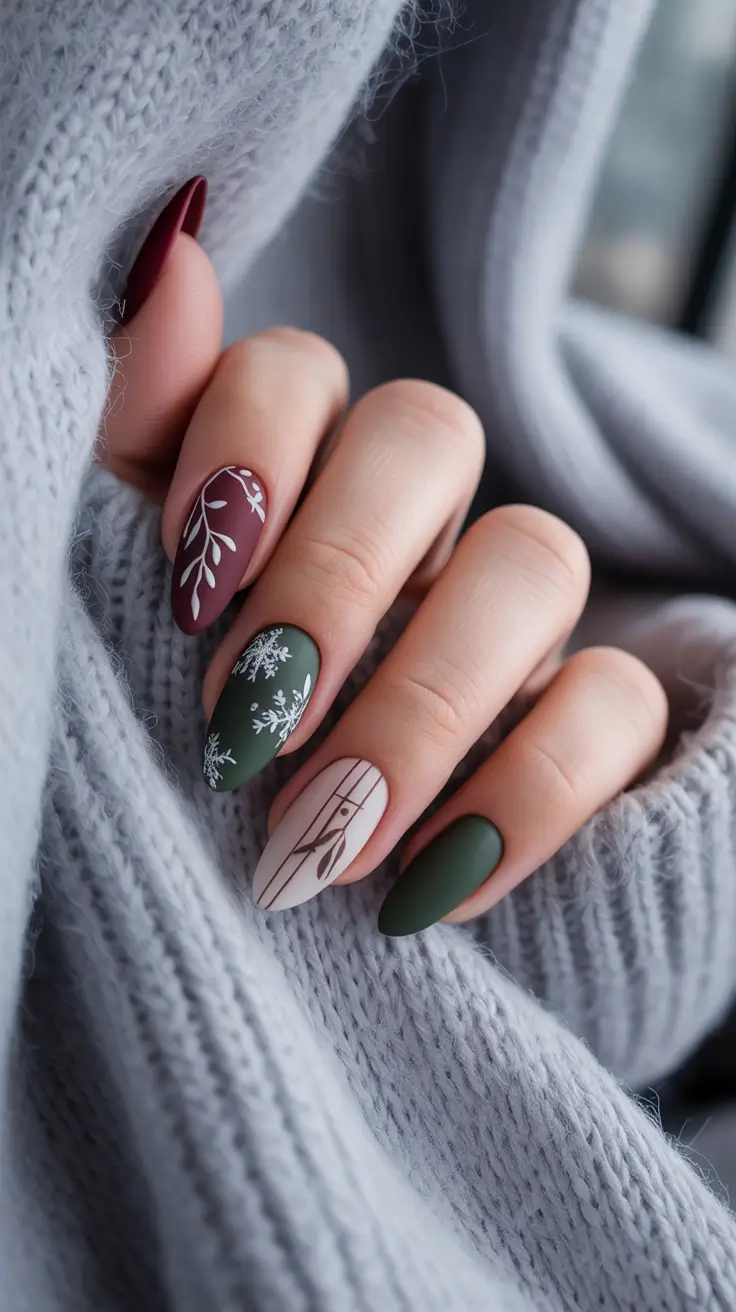 Best Dark Nail Colors Winter 2025 2026 Matte Forest and Wine with Winter Botanicals