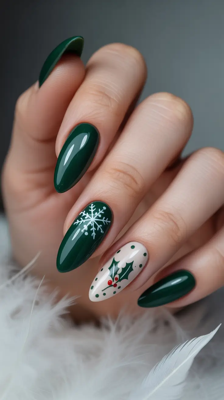 Best Dark Nail Colors Winter 2025–2026 Snowfall in Emerald