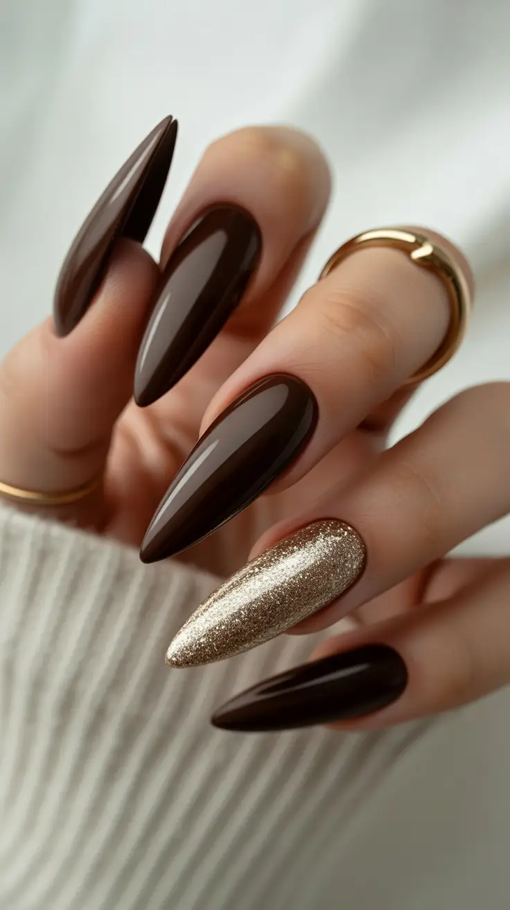 Best Dark Nail Colors Winter 2025 2026 Chocolate Gold Allure