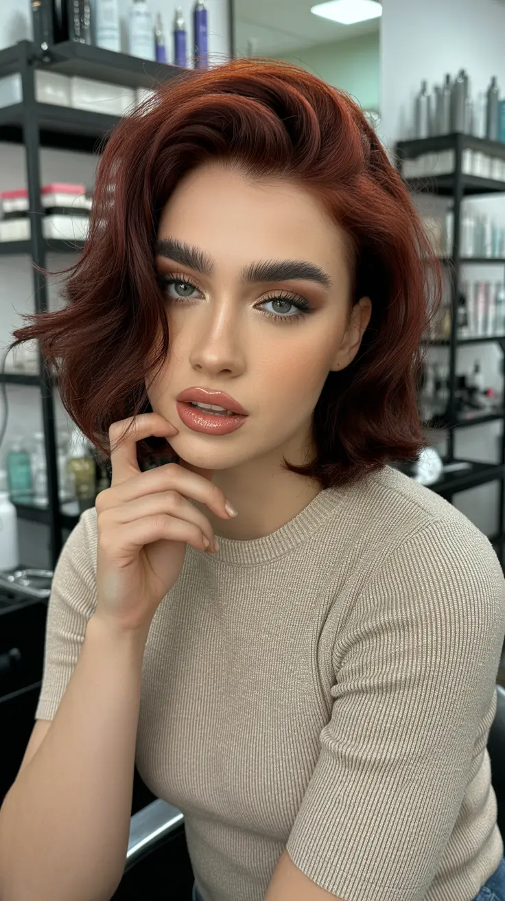 Dark Winter Hair Color 2025-2026 Deep Auburn Waves