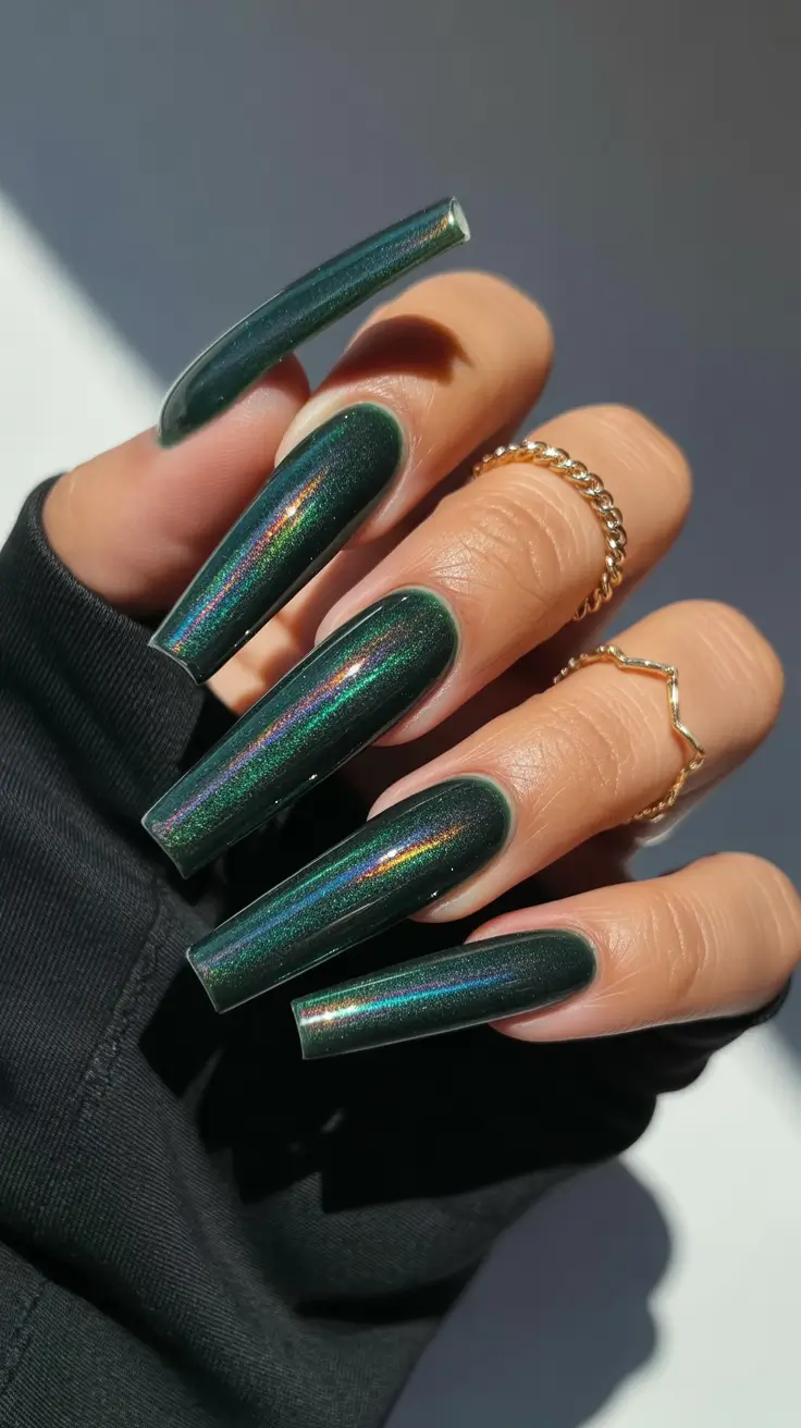 dark-winter-nails-2025-2026 Emerald Mirage