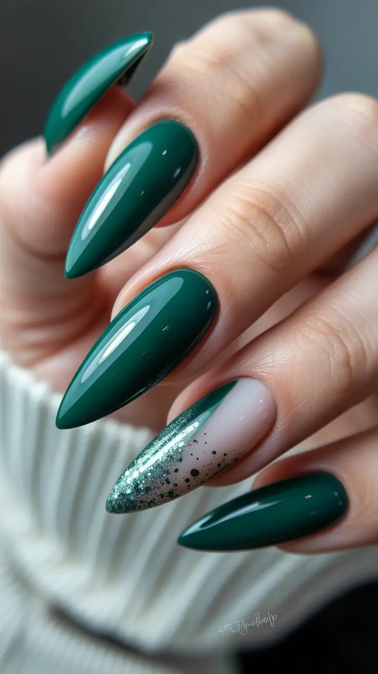 dark-winter-nails-2025-2026 Evergreen Gleam