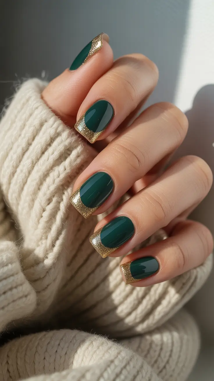 winter french tip nails 2025-2026 emerald luxe