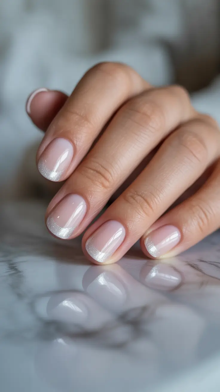 winter french tip nails 2025-2026 frosted whisper