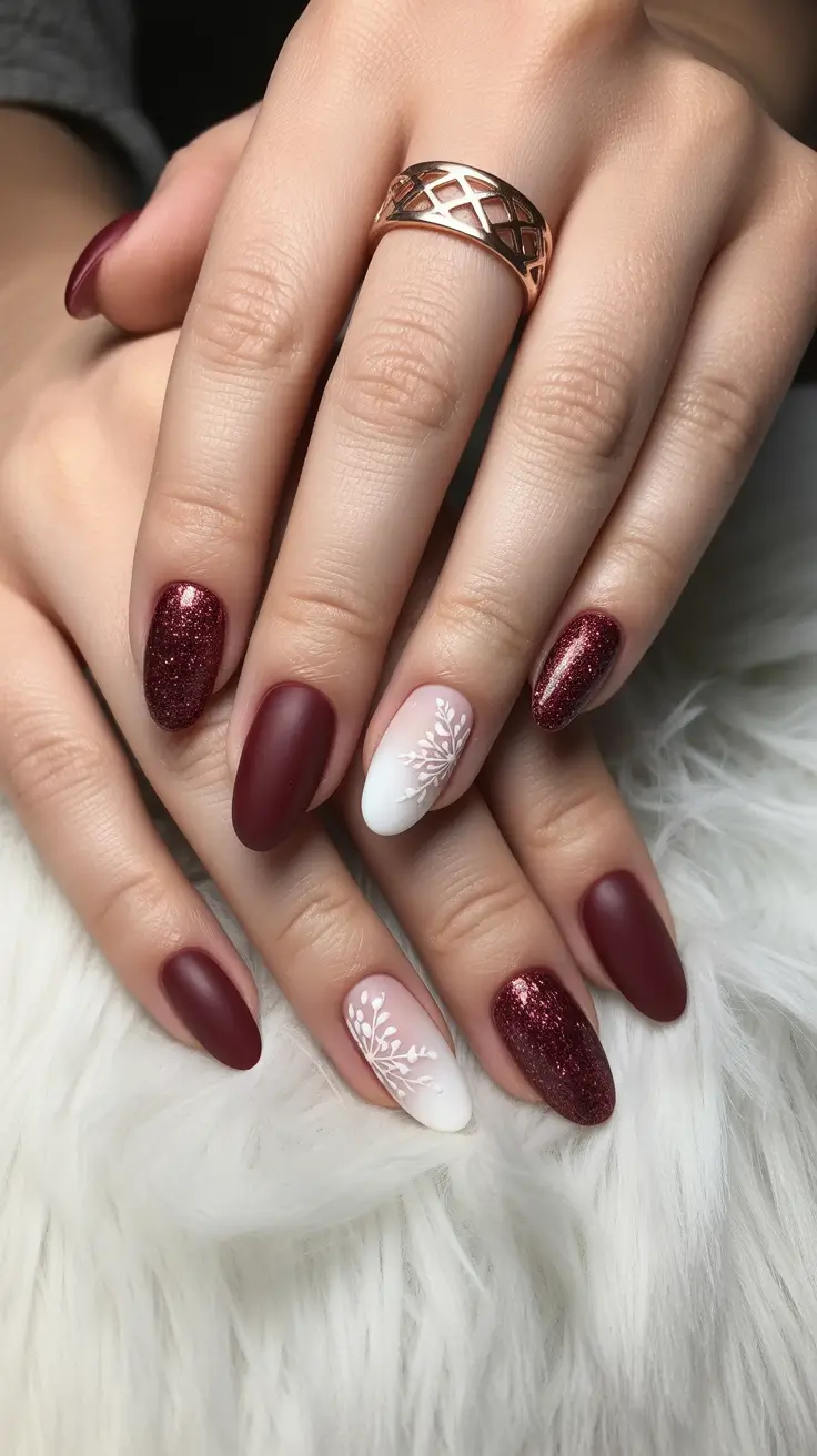 simple winter nails 2025-2026 Mulled Wine & Frost