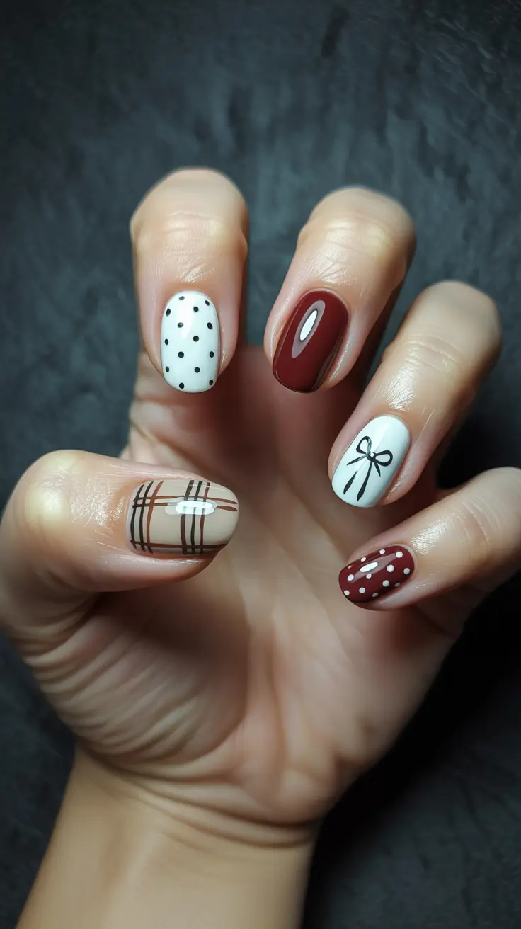simple-winter-nails-2025-2026-cozy-plaid-&-bow-details