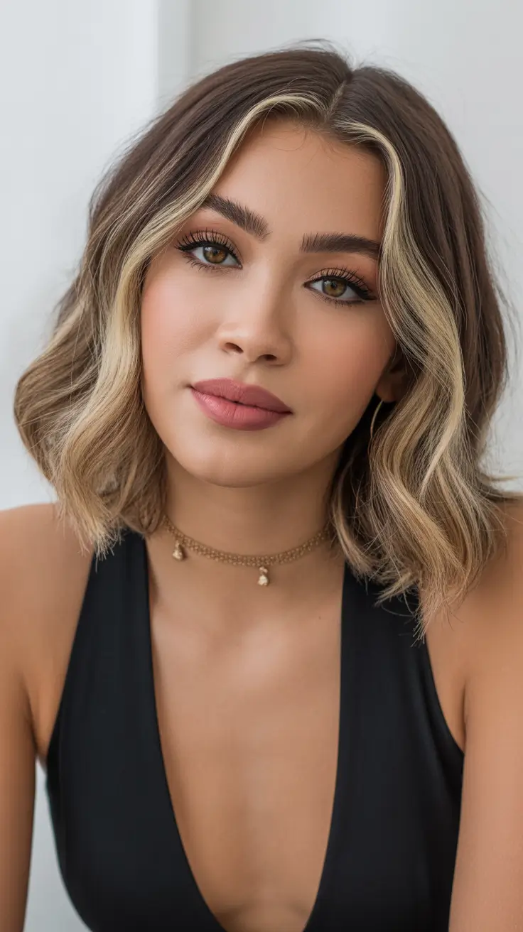 hair colors for soft winter 2025-2026 Caramel Ribbon Bob