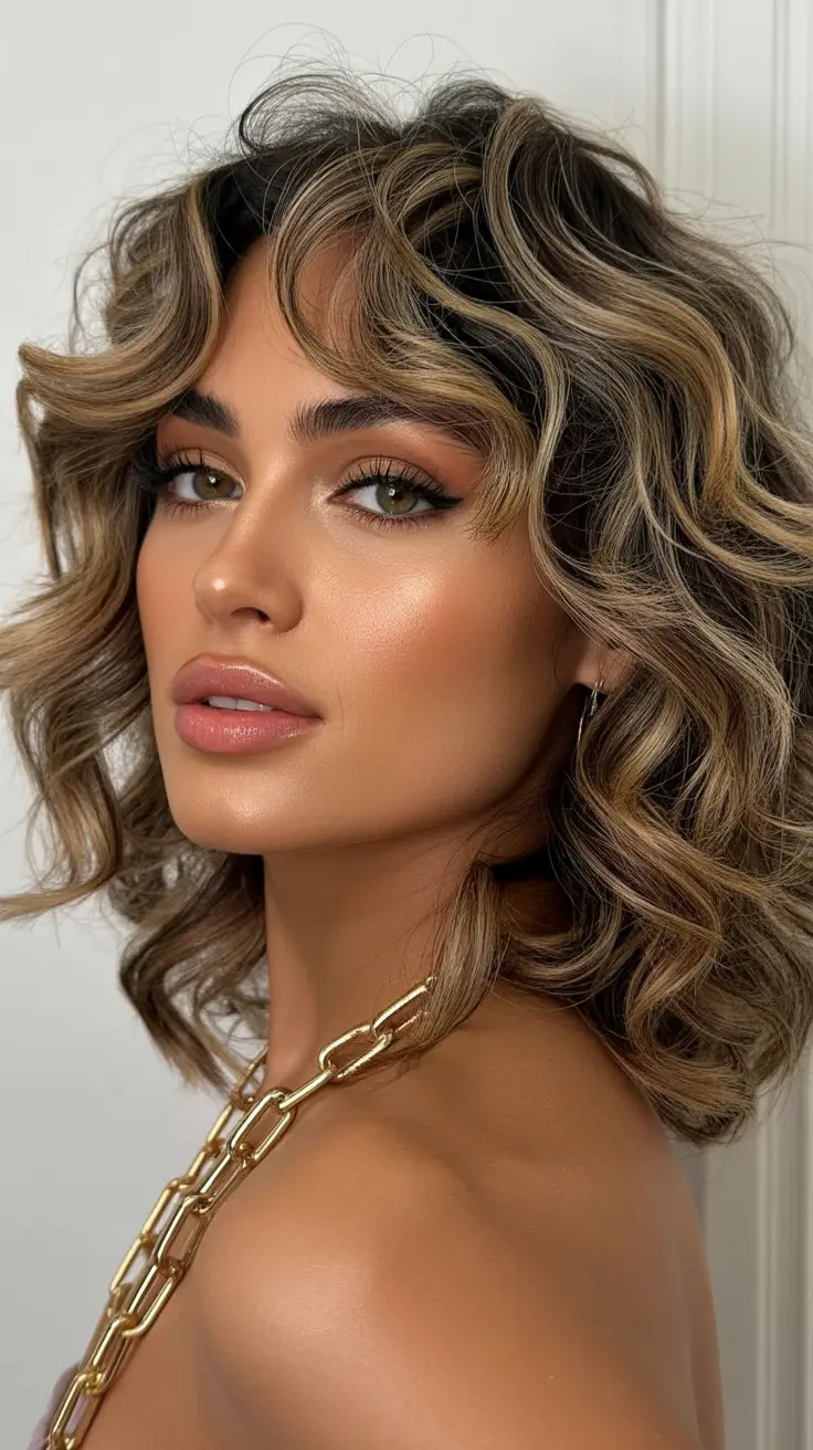 hair colors for soft winter 2025-2026 Amber Swirl Curls