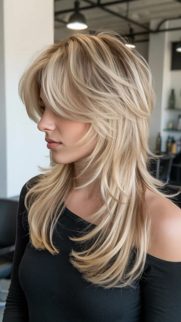 hair colors for soft winter 2025-2026 Butter Blonde Shag Revival