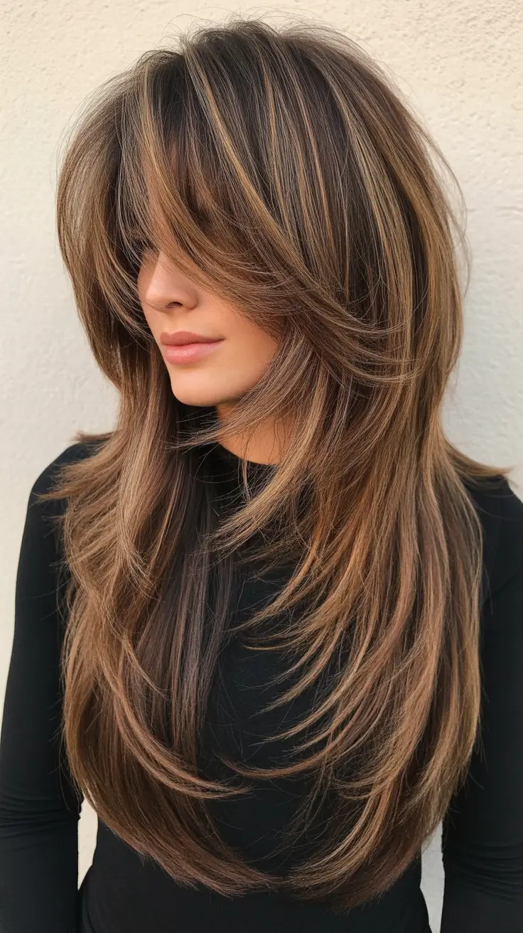 hair colors for soft winter 2025-2026 Caramel Layered Dimension