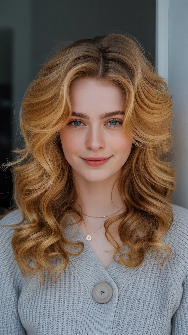 hair colors for soft winter 2025-2026 Warm Butter Blonde Curls