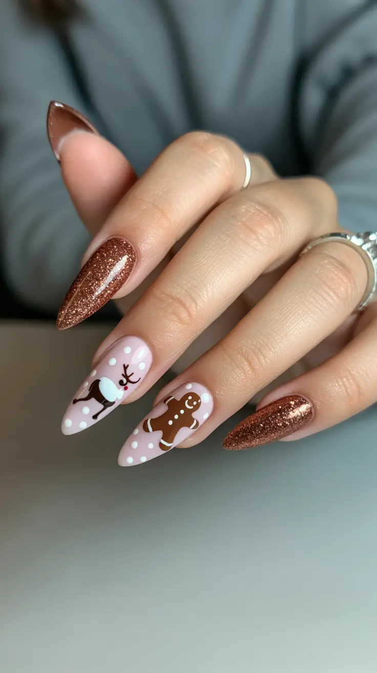 Best Winter Nail Colors Ideas 2025–2026 Gingerbread & Cocoa Sparkle