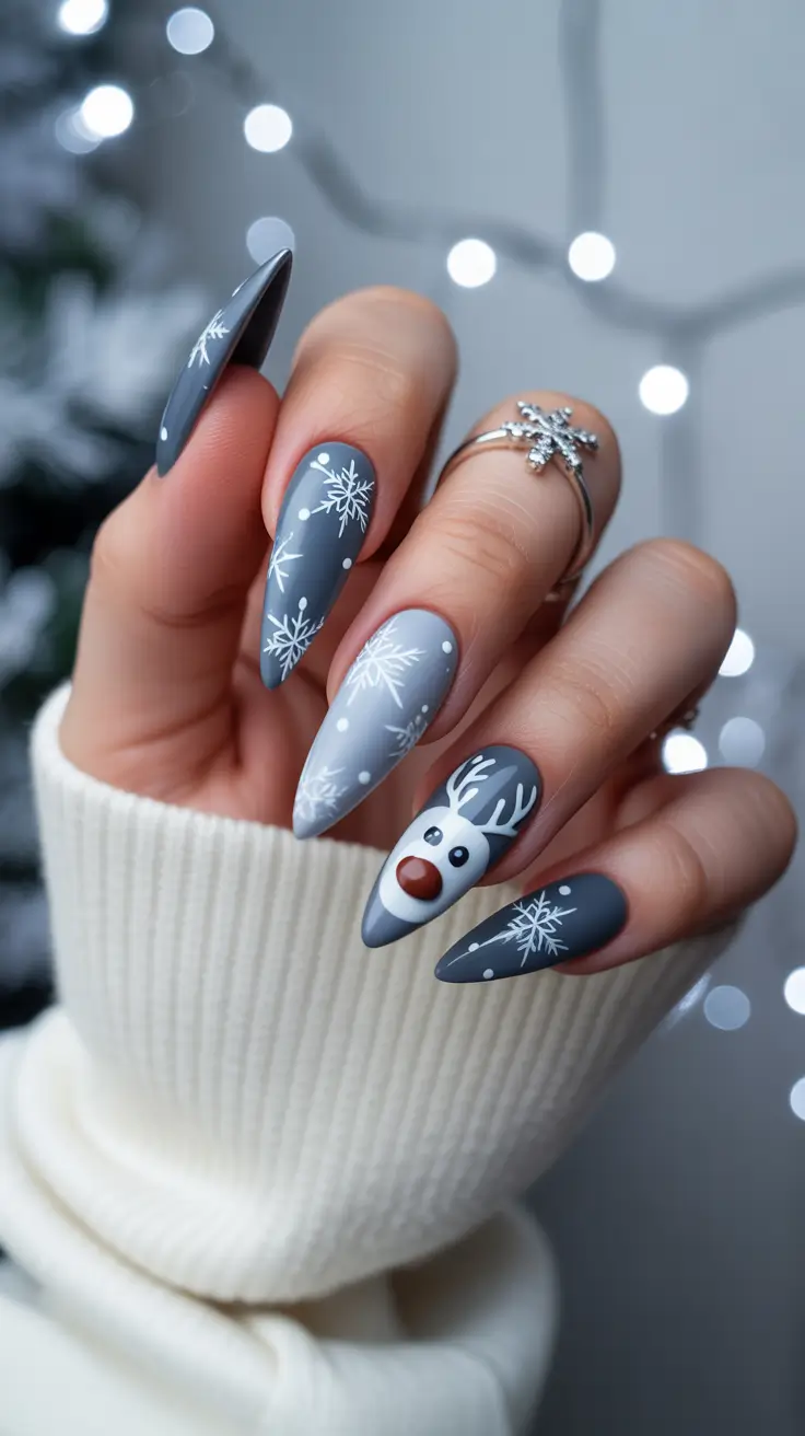 Best Winter Nail Colors Ideas 2025–2026 Cozy Gray & Snowflakes