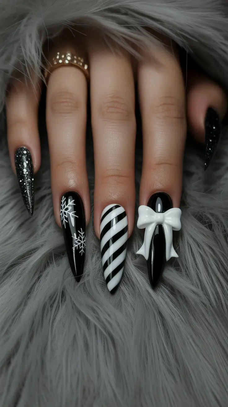 Best Winter Nail Colors 2025–2026 Monochrome Winter Drama