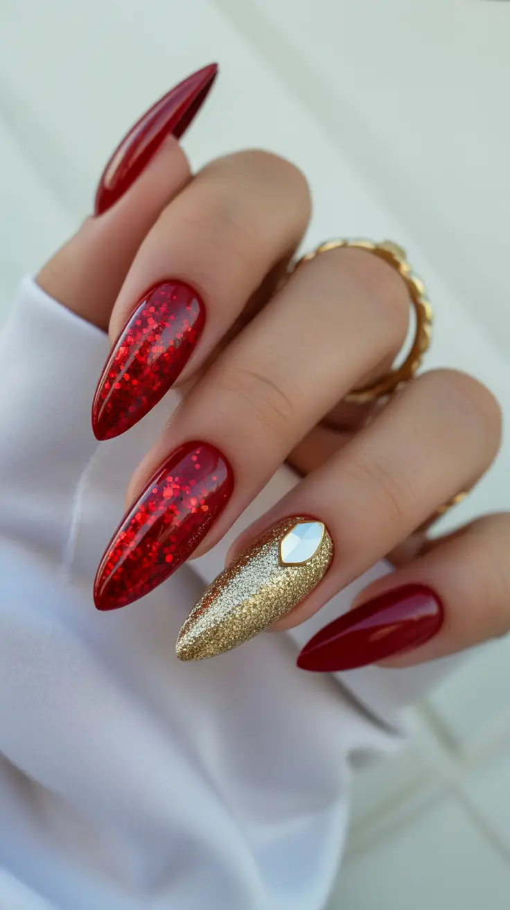 Best Winter Nail Colors Ideas 2025–2026 Gilded Glamour Red
