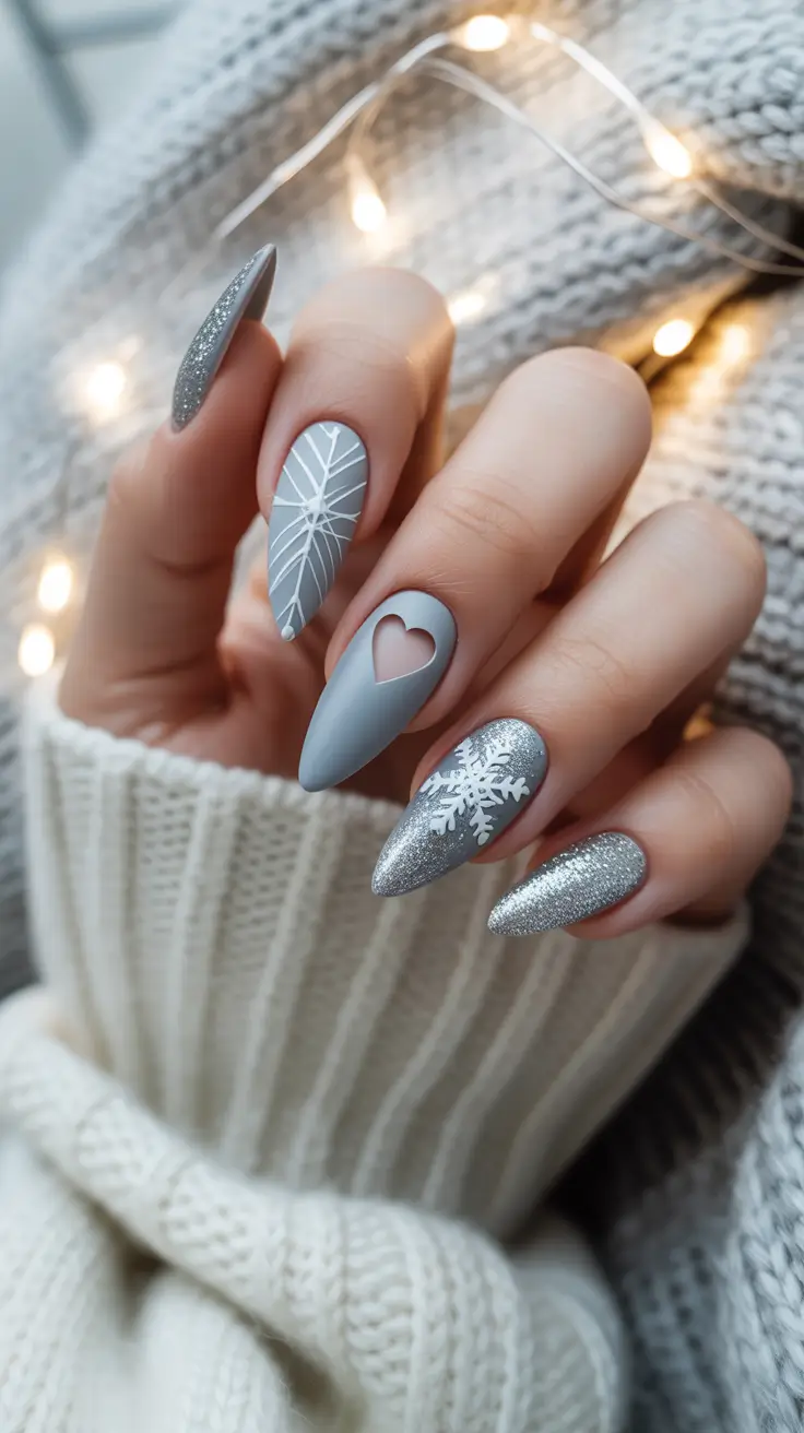 Best Winter Nail Colors Ideas 2025–2026 Silver Snowlight