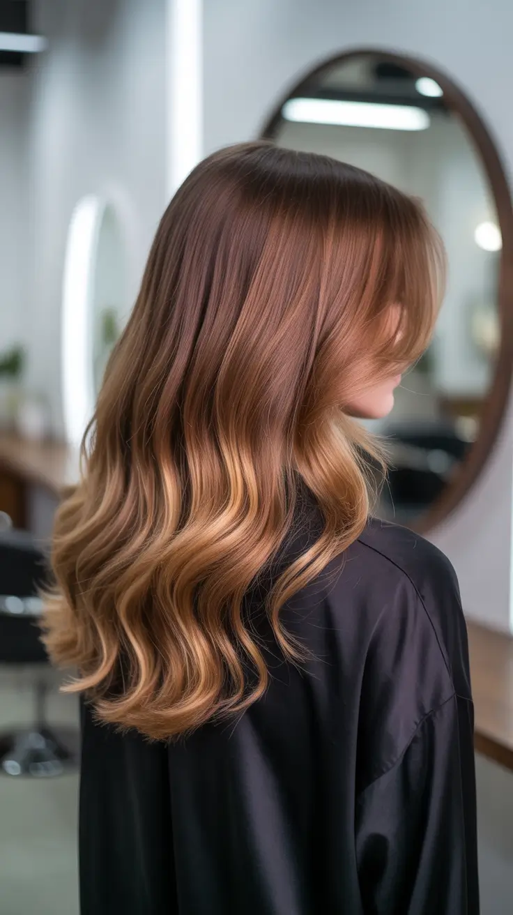 winter hair colors for brunettes 2025-2026 Balayage Red-Toned Ombre