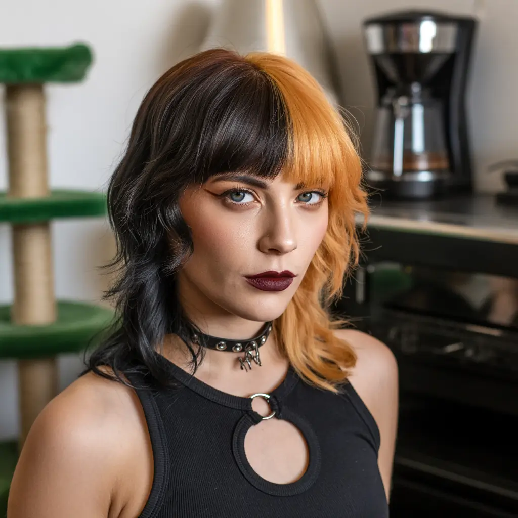 winter hair colors for brunettes 2025-2026 Bold Split-Tone Brunette and Copper