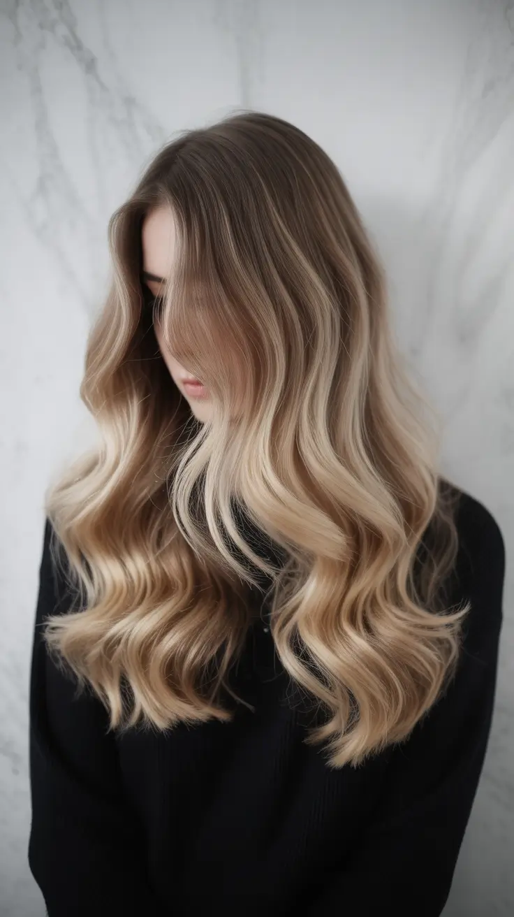 winter hair colors for brunettes 2025-2026 Smoky Ash Brunette with Blonde Ends