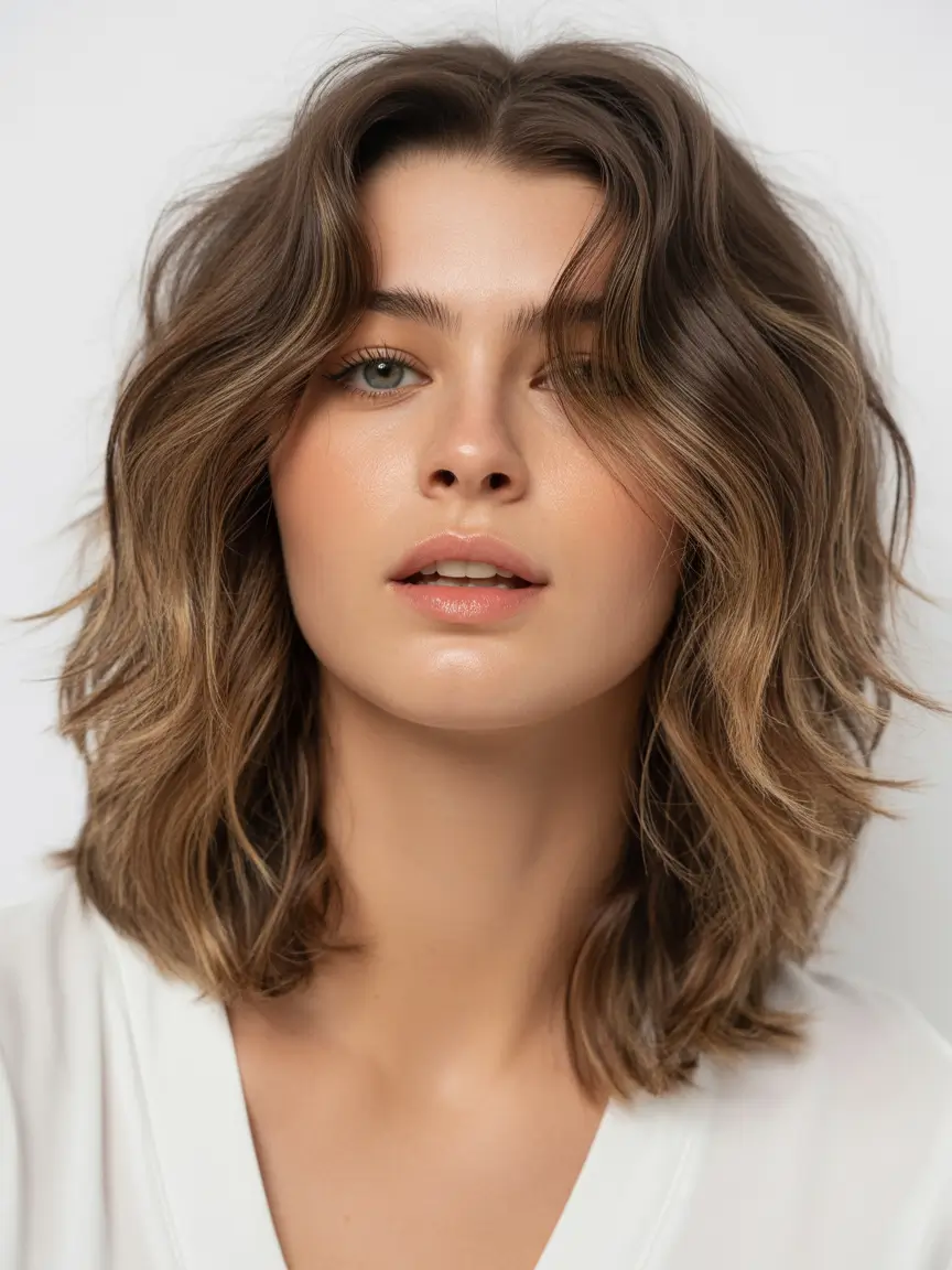 winter hair colors for brunettes 2025-2026 Soft Tousled Medium Brunette