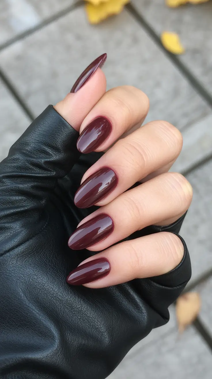 Burgundy Nail Colors for Winter 2025-2026 Classic Merlot Shine