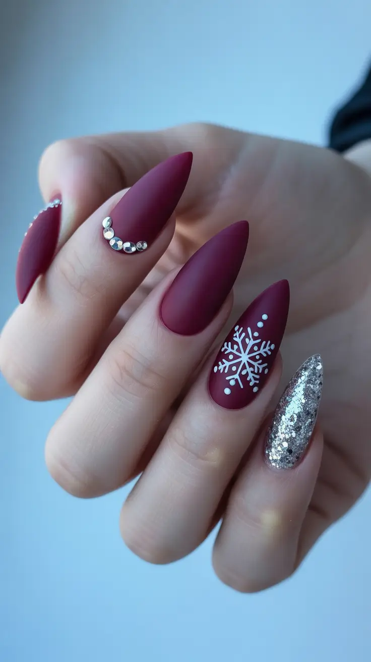 Burgundy Nail Colors for Winter 2025-2026 Crimson Snow Velvet