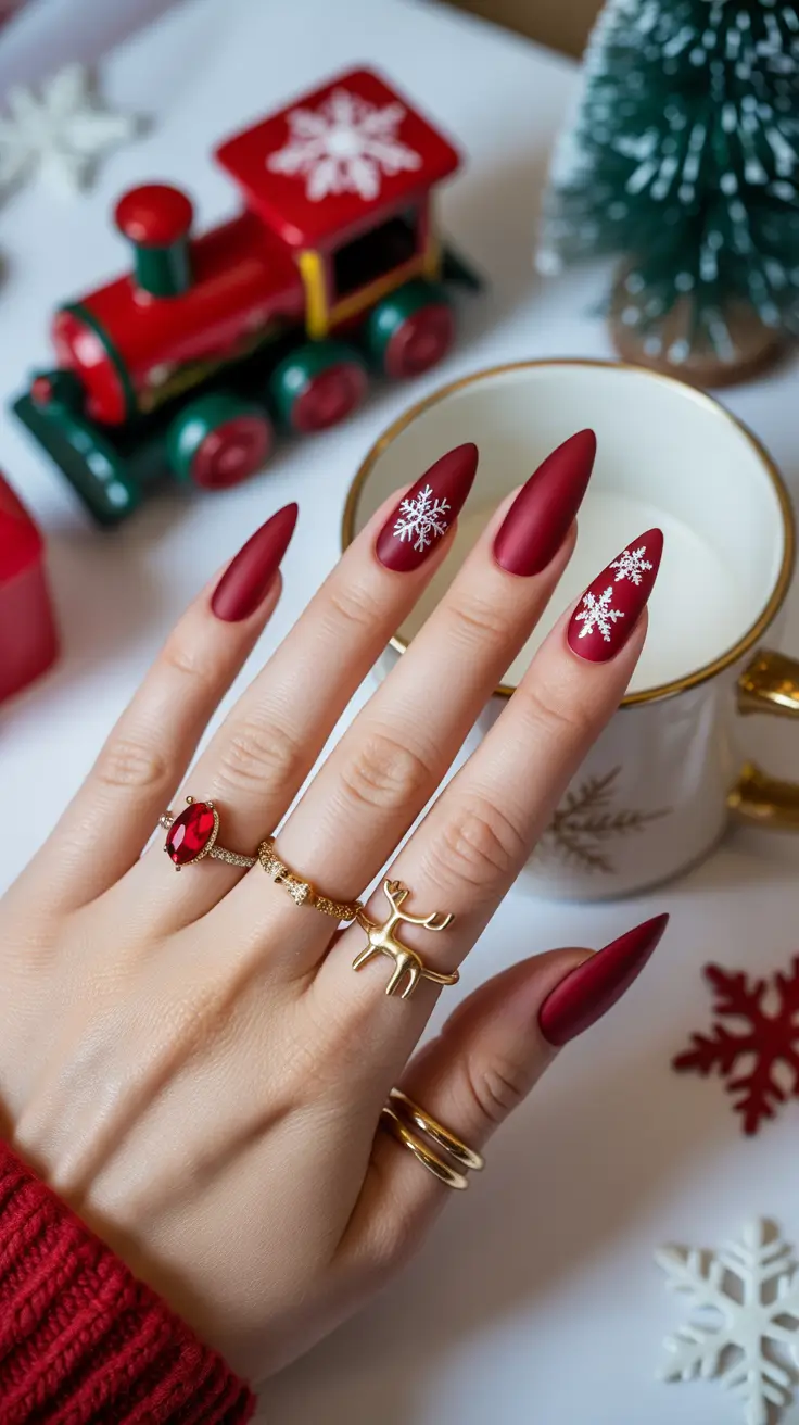 Burgundy Nail Colors for Winter 2025-2026 Fireside Matte Magic
