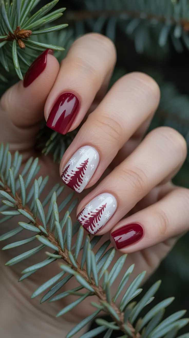 Burgundy Nail Colors for Winter 2025-2026 Evergreen Whispers
