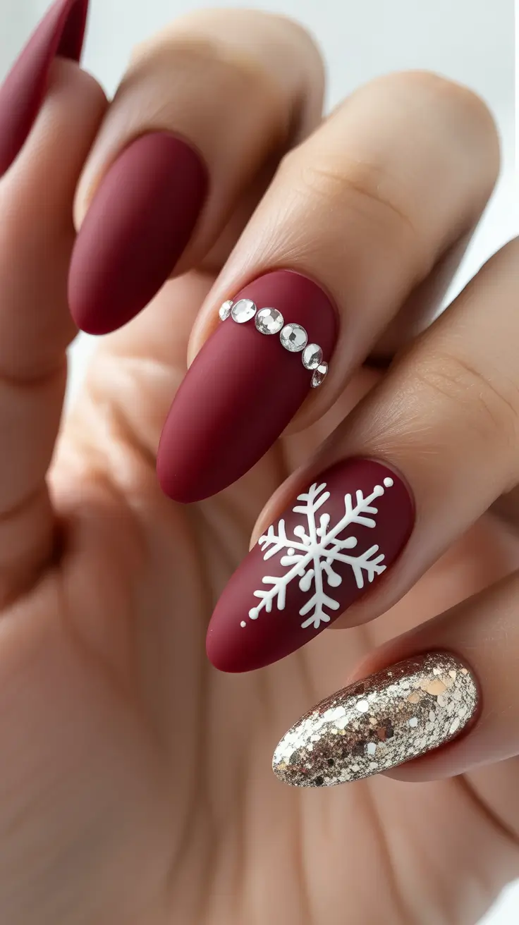 Burgundy Nail Colors for Winter 2025-2026 Frosted Ruby Dreams