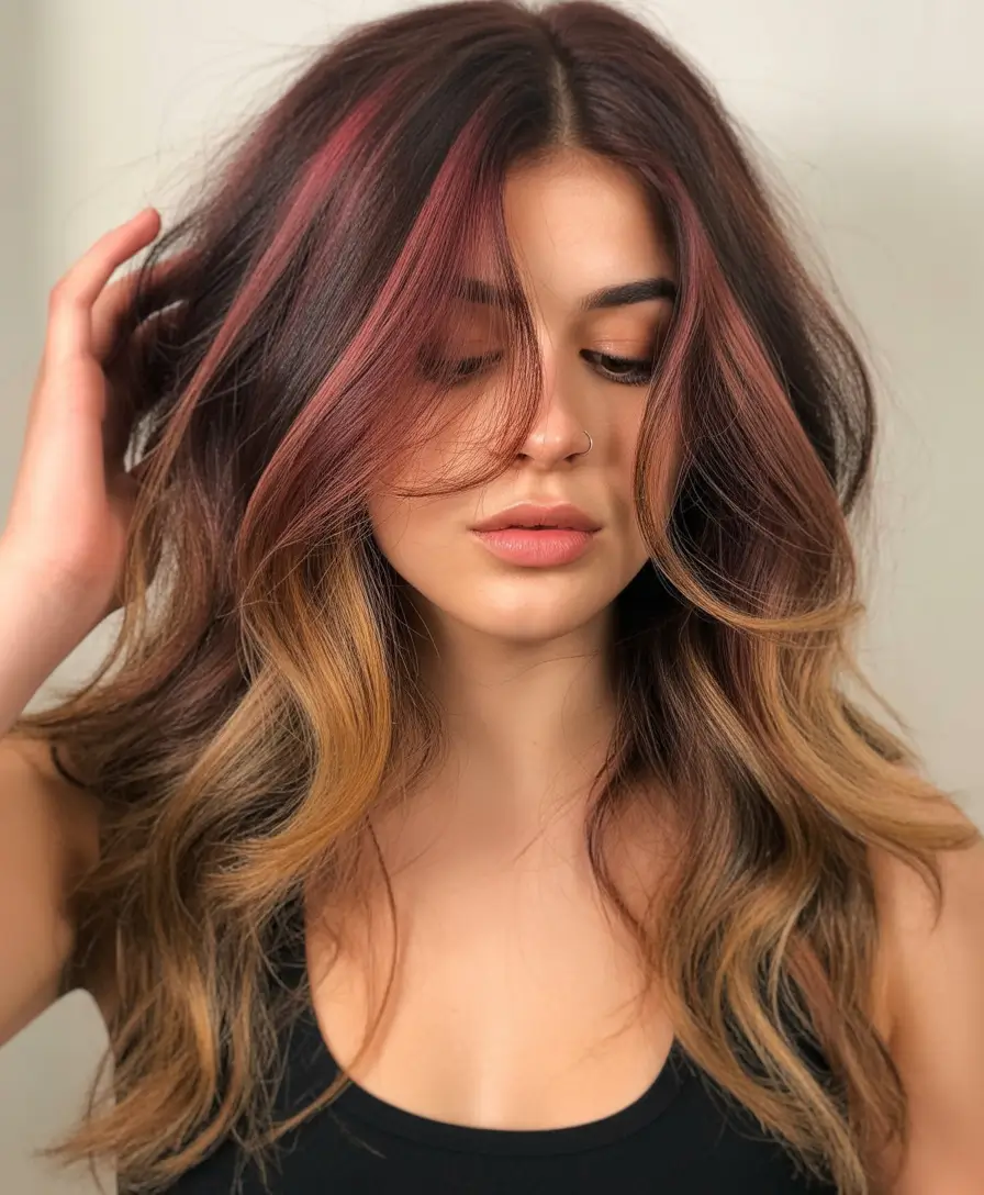 deep winter hair colors 2025-2026 Subtle Copper and Wine Dimension