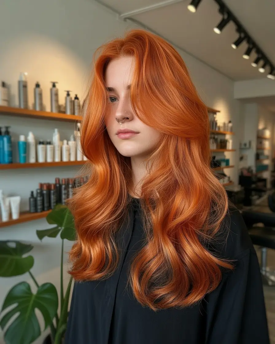 deep winter hair colors 2025-2026 Radiant Copper Waves