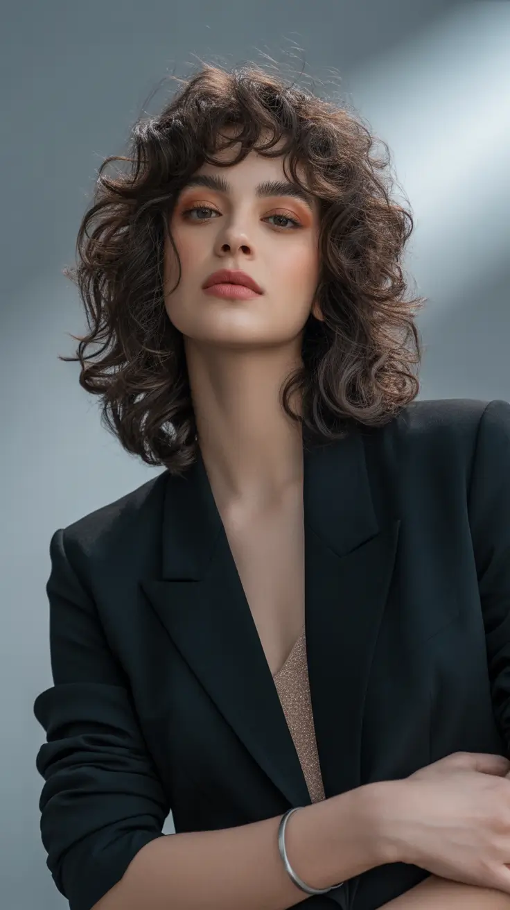 winter hair colors 2025-2026 Soft Brunette Waves with Winter Glow