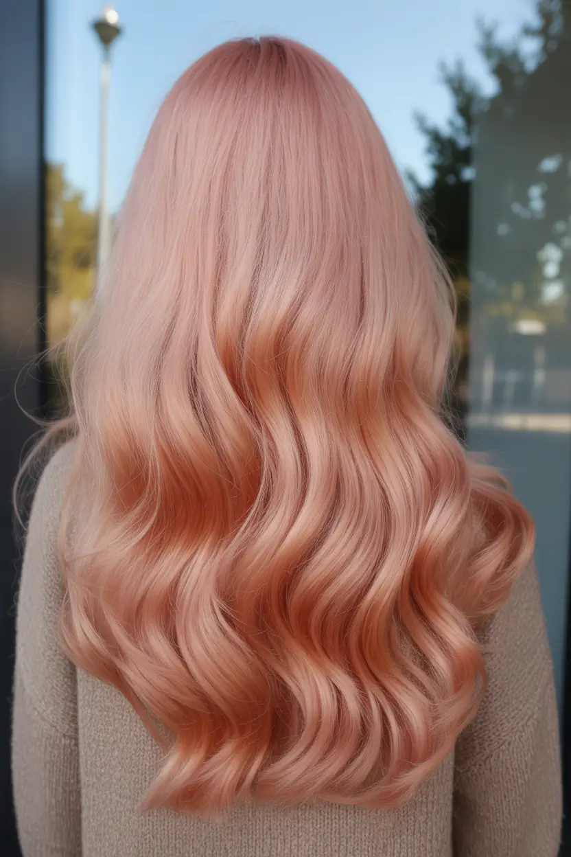 winter hair colors 2025-2026 Pastel Peach Waves