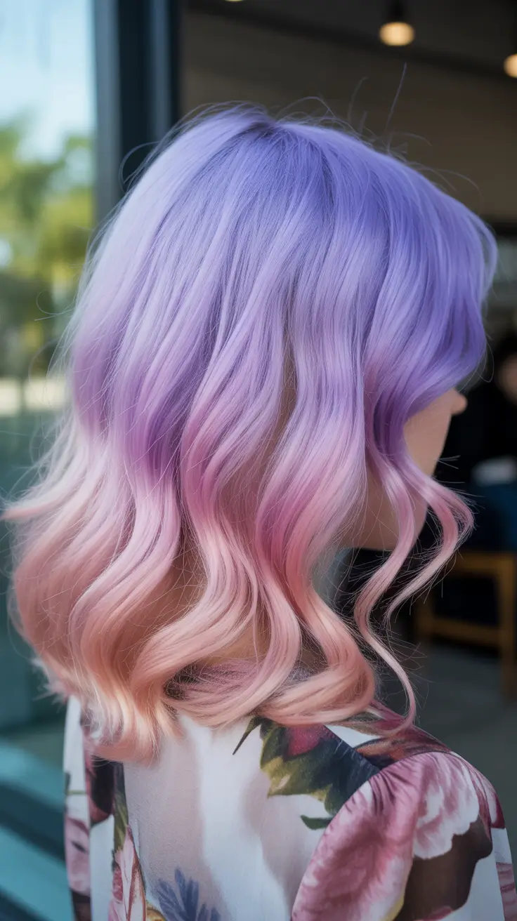 winter hair colors 2025-2026 Lavender to Blush Ombre