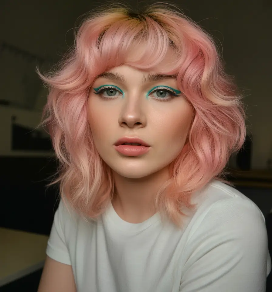 winter hair colors 2025-2026 Playful Pastel Pink Waves