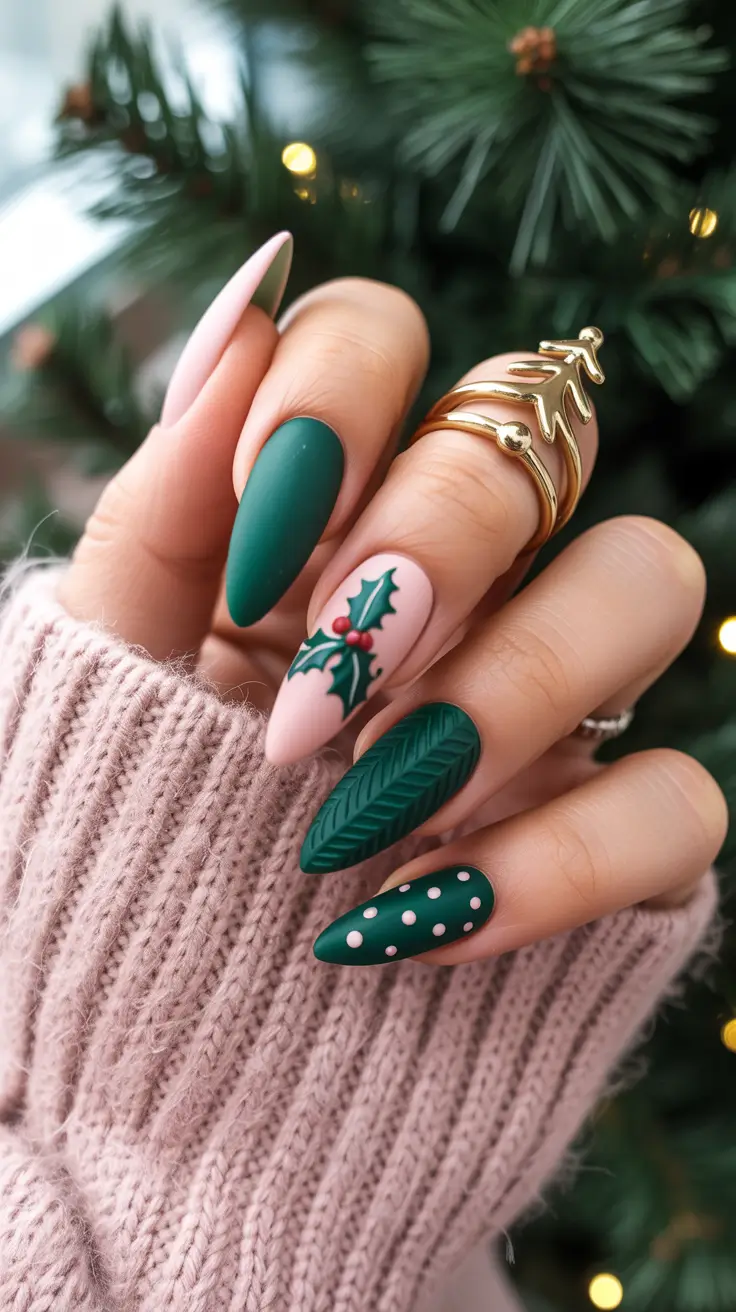 Chic Winter Nail ideas 2025-2026 Evergreen Joy