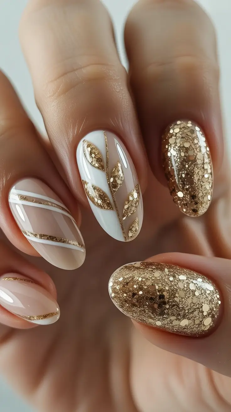 Chic Winter Nail ideas 2025-2026 Golden Harmony