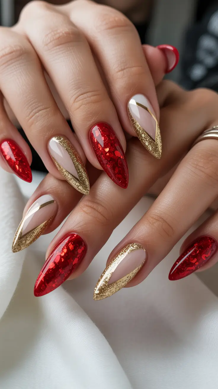 chic winter nail ideas 2025-2026 golden flame