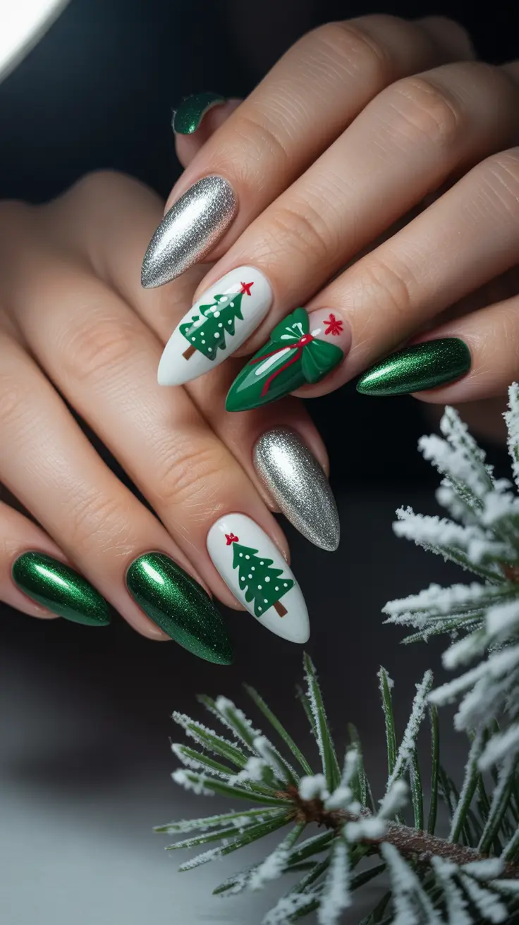 chic winter nail ideas 2025-2026 evergreen charm