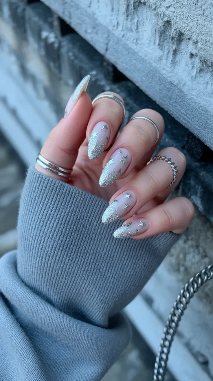 chic winter nail ideas 2025-2026 stardust nights