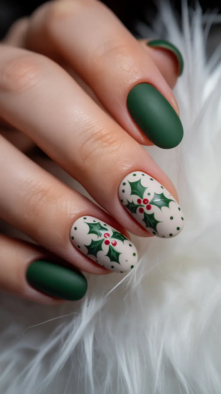 chic winter nail ideas 2025-2026 holly jolly green