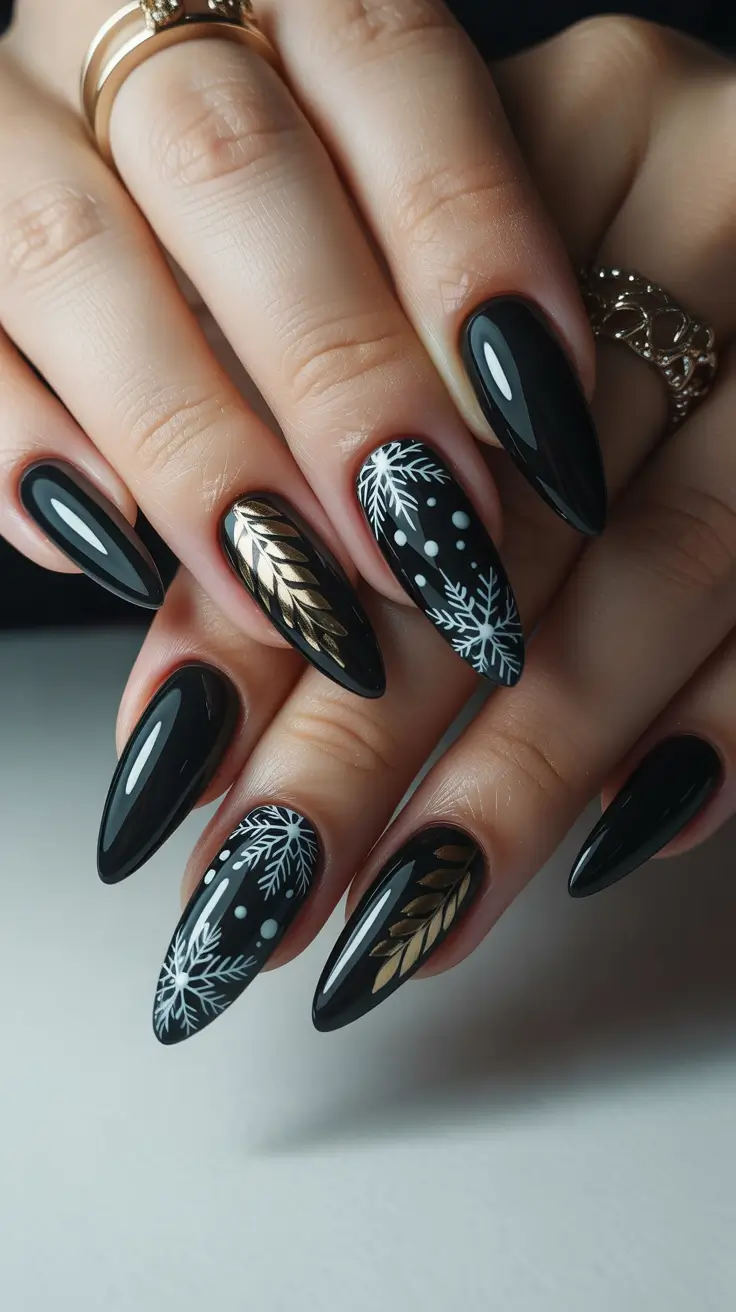 christmas-nail-design-ideas-2025-golden-night-snow