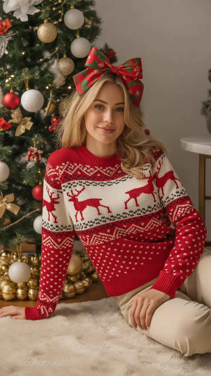 christmas outfit 2025 Retro Reindeer Sweetness