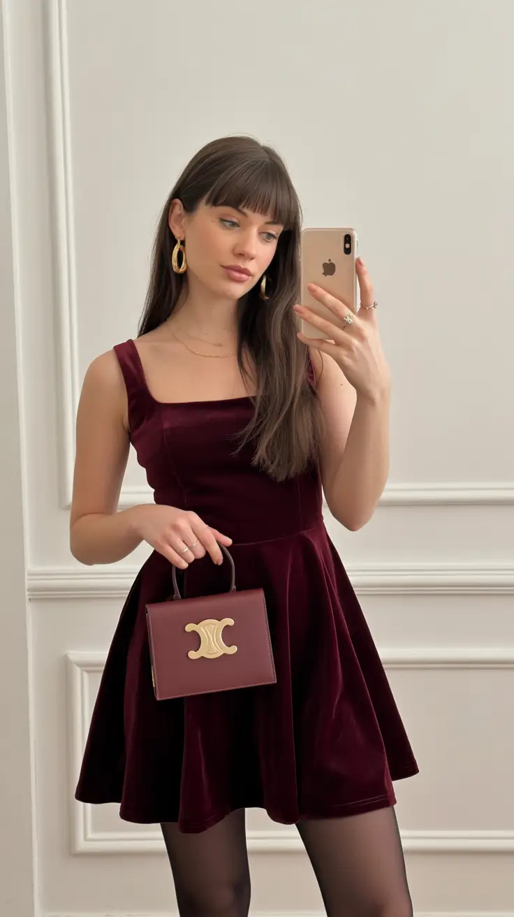 christmas outfit 2025 Burgundy Minimalist Chic